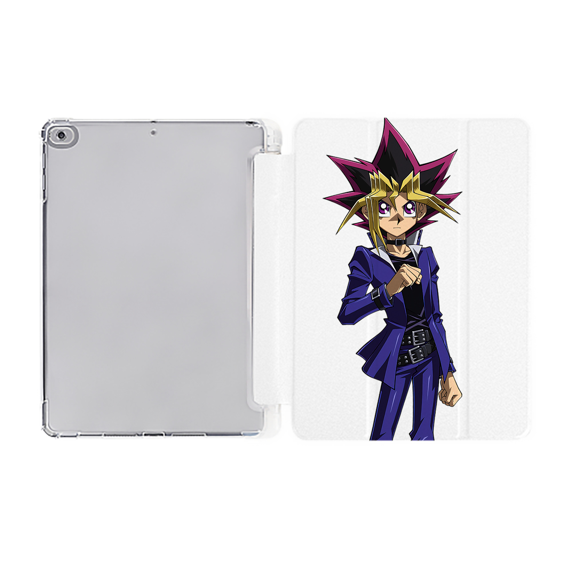 （画像用） 遊☆戯☆王 Yu-Gi-Oh! IPad ケース ペン収納付き 三つ折りスタンド PUレザー×シリコン 対応機種9.5/10.5/10.9インチ